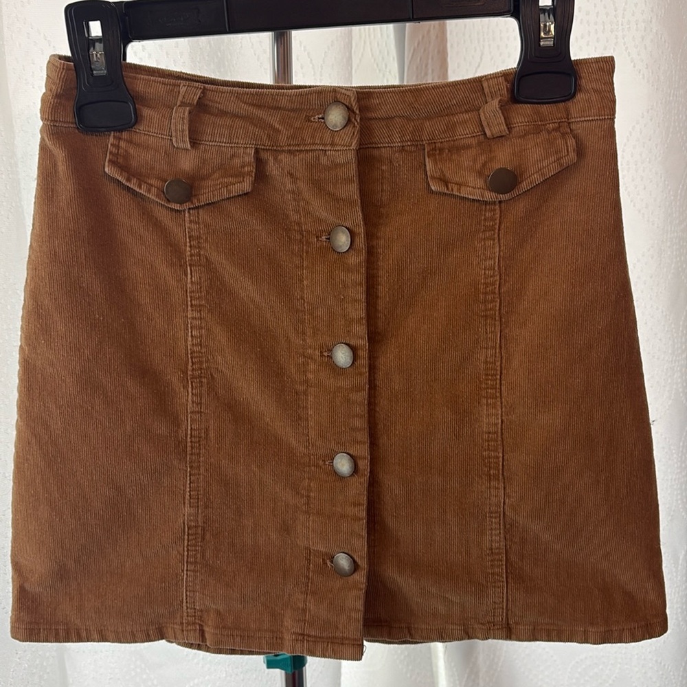 ANNA GRACE size M camel brown corduroy mini skirt